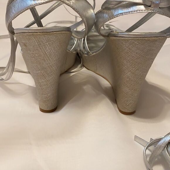 BCBGirls Silver Wedge Shoes 4.5 heels - Picture 5 of 9